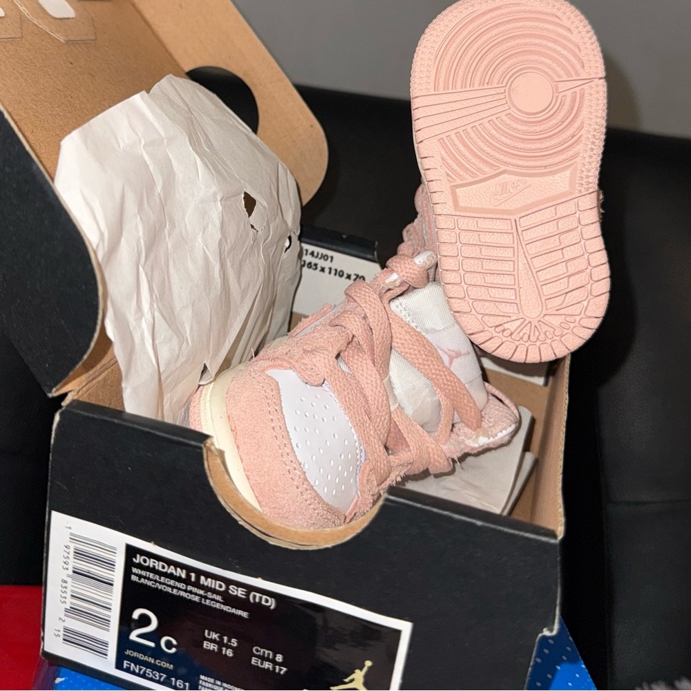 Jordan Kids Pink and White Sneakers